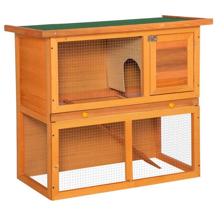 Clapier à lapin cage à lapin 2 étages plateau coulissant rampe et toit ouvrant 90L x 45l x 80H cm neuf 68