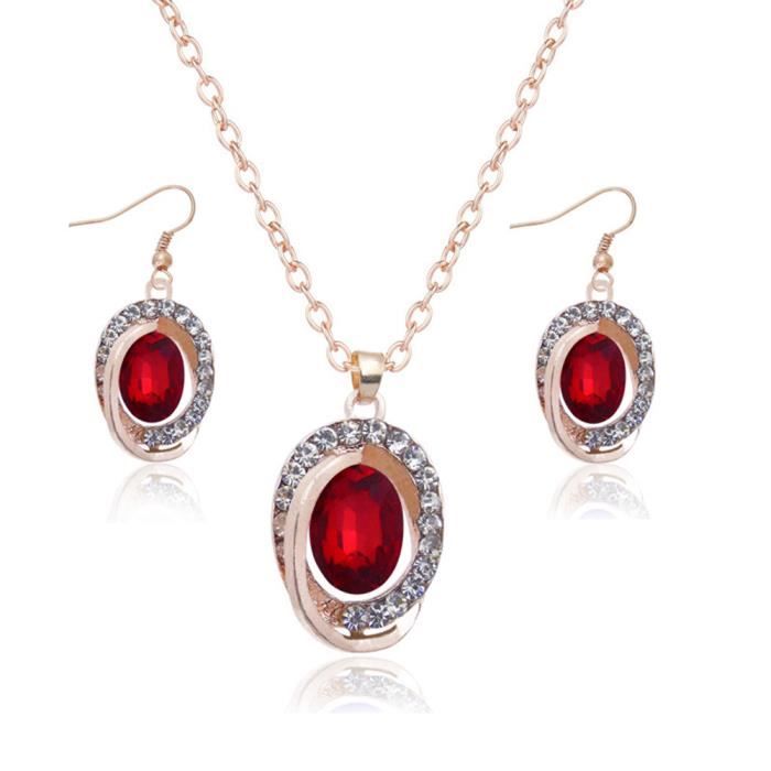 RMEGA Cadeau Femme Sautoir Collier Pour Femme Boucle d’Oreille - Personnalité - Résistant à Couleur