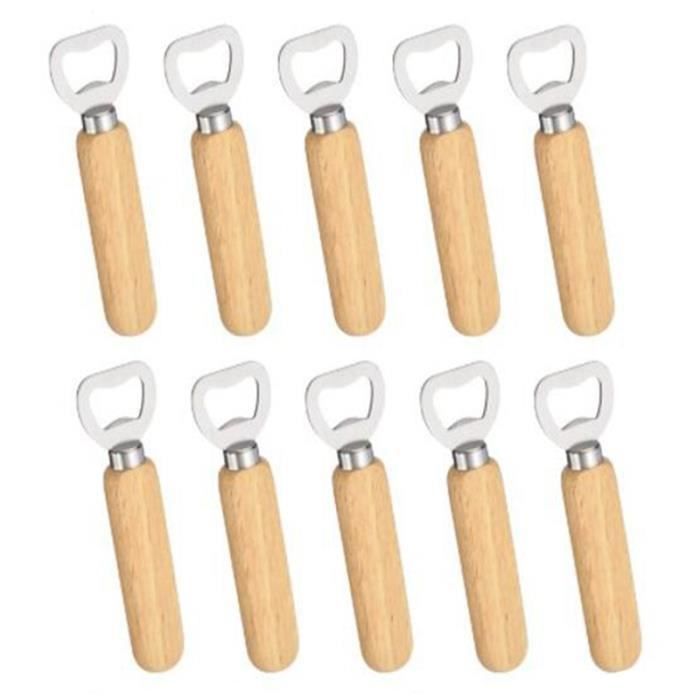 10 Pcs - Ensemble Barman Ouvre-Bouteille en Caoutchouc Bois de Poche Vin BièRe Soda Verre Bouchon Bouchon Ouvre-Bouteille pour la