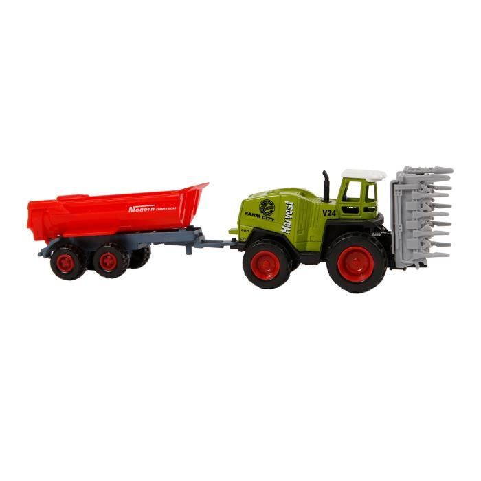 TOM tracteur avec remorque 20 cm vert / rouge junior