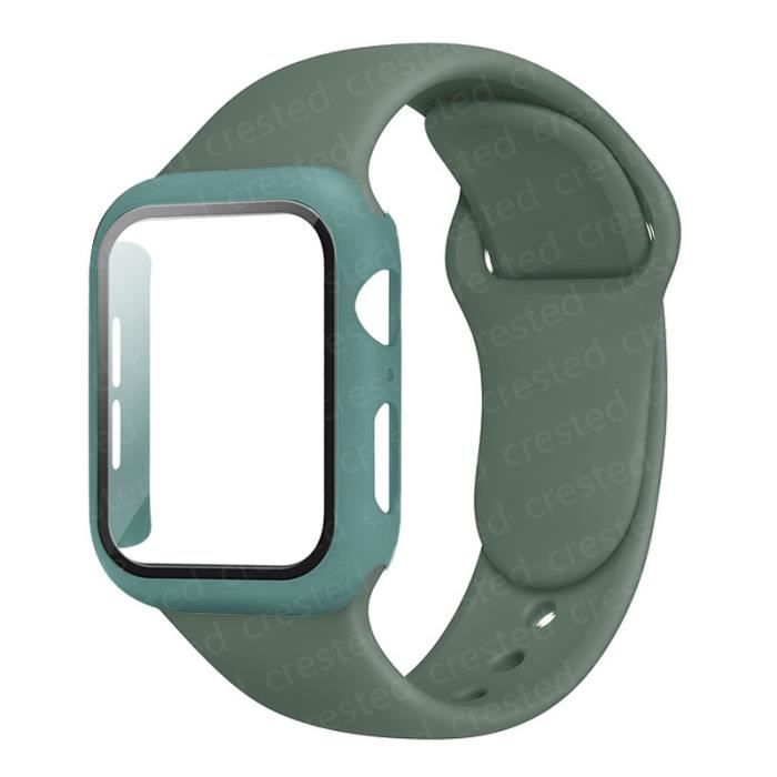 CONNECTEUR DE BRACELET ,Pine Green-41mm series 7--Verre + coque + bracelet pour Apple Watch, en Silicone, 44mm 40mm 45mm 41mm 38mm 4