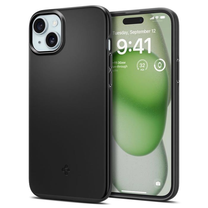 Coque telephone - bumper telephone Spigen Thin Fit Coque pour iPhone 15 Plus - Noir