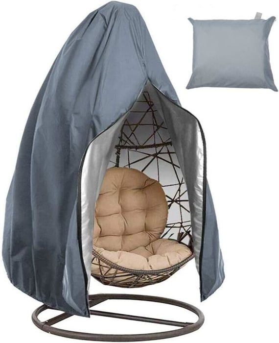 Housse de chaise suspendue housse de chaise œuf housse de meuble étanche à fermeture éclair 190x115cm (gris)