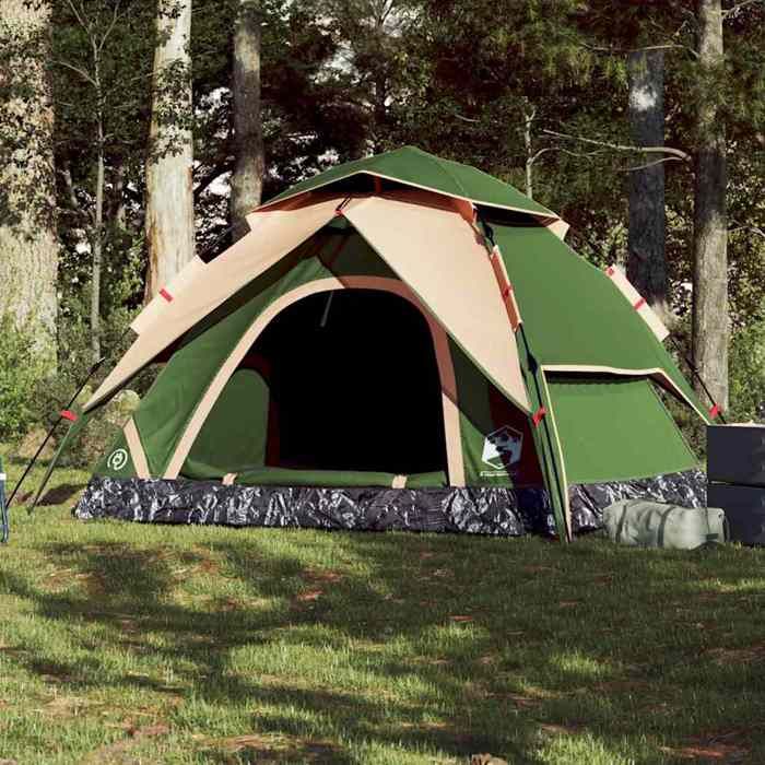 vidaXL Tente de camping à dôme 5 personnes vert libération rapide 4004185