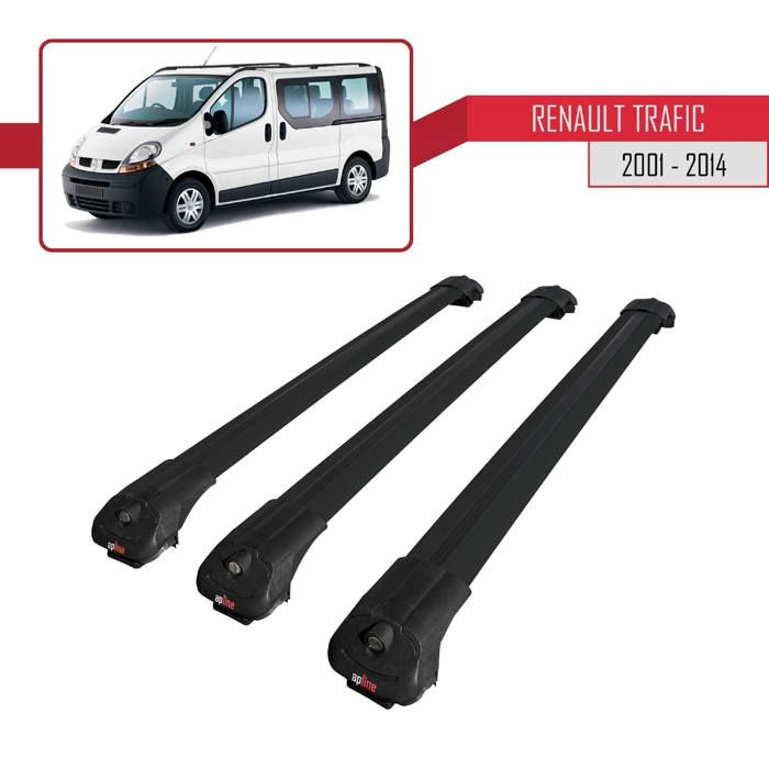 Barres de toit longitudinales pour Renault Trafic / Opel Vivaro 2001-14 L1 Noir