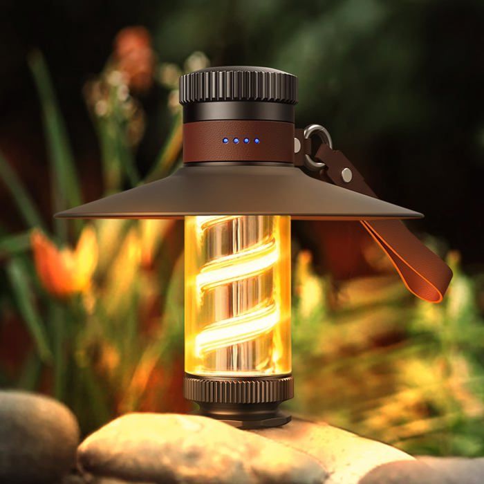 Lanterne Camping Rechargeable LED Retro Lampe Camping Rechargeable 4 Modes Gradation en Continu Luminosité Étanche Extérieure