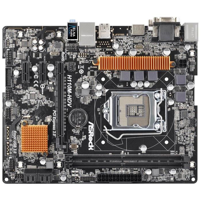Carte mère ASRock H110M-HDV Intel H110 LGA 1151 2xDDR4 32GB Micro ATX - Asrock