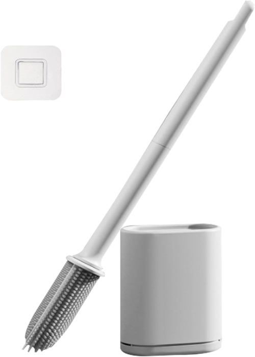 Balai Toilette WC au Sol ou Montage Mural,Brosse Toilette Silicone ...