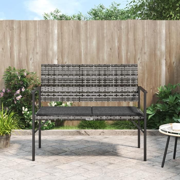 Banc de jardin à 2 places avec coussin-Meuble d’extérieur-Chaise de