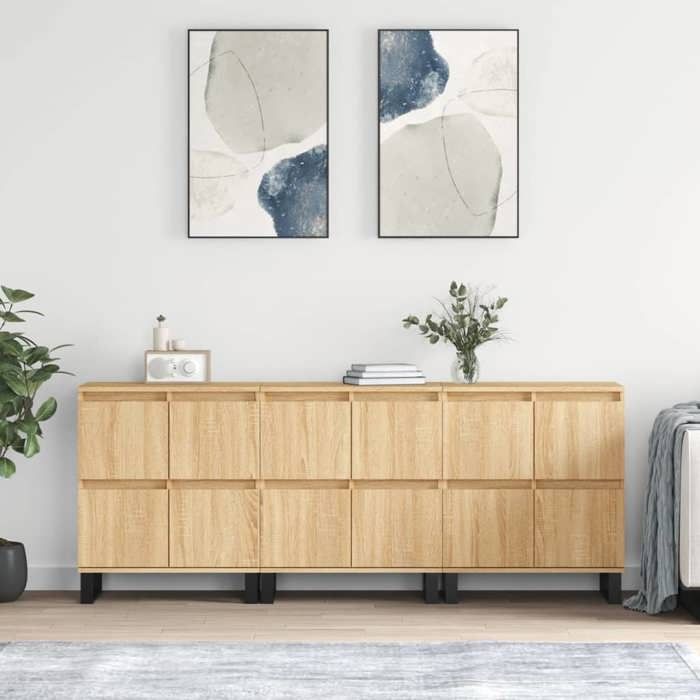 Bahut de SalonArmoire de CuisineLot de 3 Buffets pour Salle à Manger Chêne sonoma bois dingénierie BONNIE B32810191