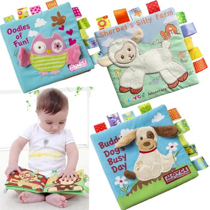 Livres en tissu de Style Animal pour enfants singe hibou chien nouveau-né jouets éducatifs dapprentissage pour enfants