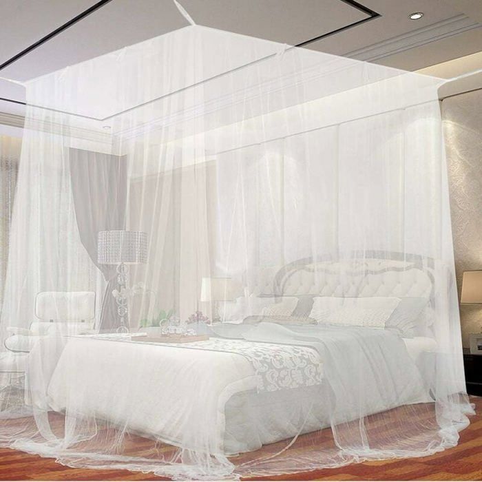 Tente de lit avec poteaux moustiquaire design décoratif facile daccès multicolore tailles universelles