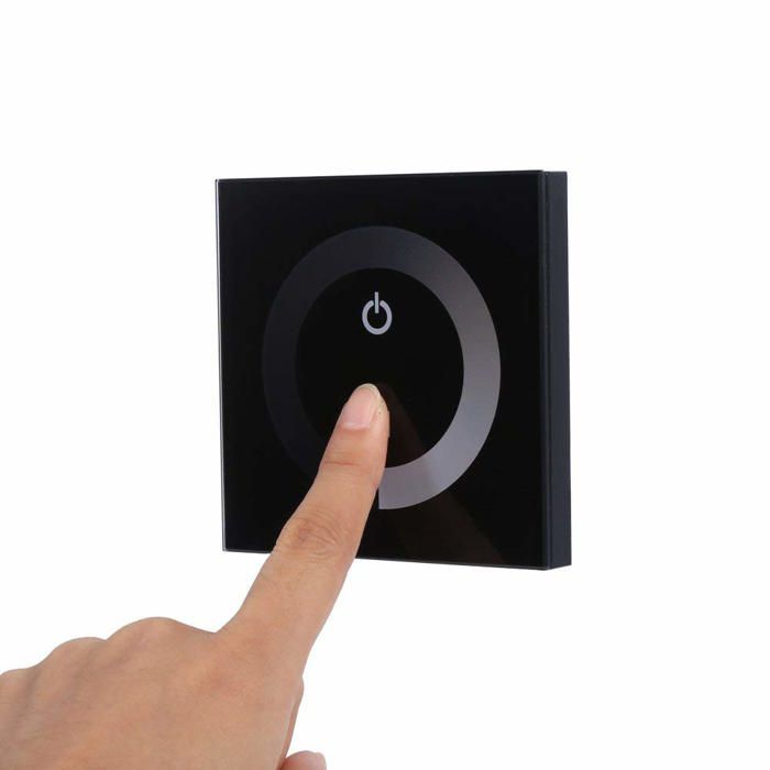 Variateur mural tactile AIMOONSA 12–24V 1 canal noir – gradation progressive pour LED