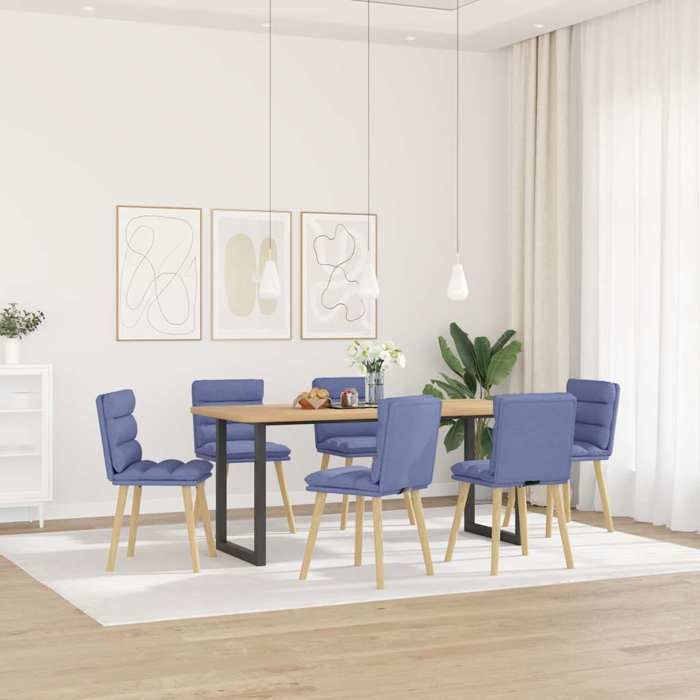 Chaises - JILI MAISON - Scandinave - bleu jean tissu(Lot de 6) LV290