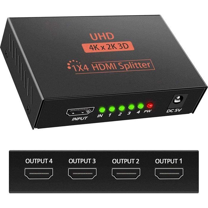 HDMI Splitter 1 À 4 OUT 3D 4K 1080P Splitter HDMI Distributeur Adaptateur Adaptateur HDMI 1 x 4 HDCP 1.4 HDMI Répartite Étiquette