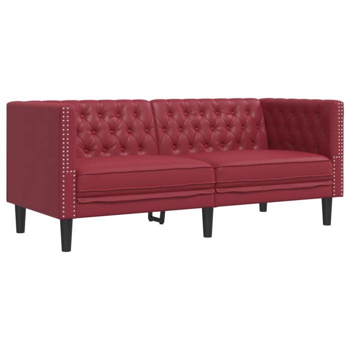 CHIC Canapé-Sofa - Canapé à Deux places - Chesterfield -rouge bordeaux similicuir - 174x745x705 cm 218792 S11