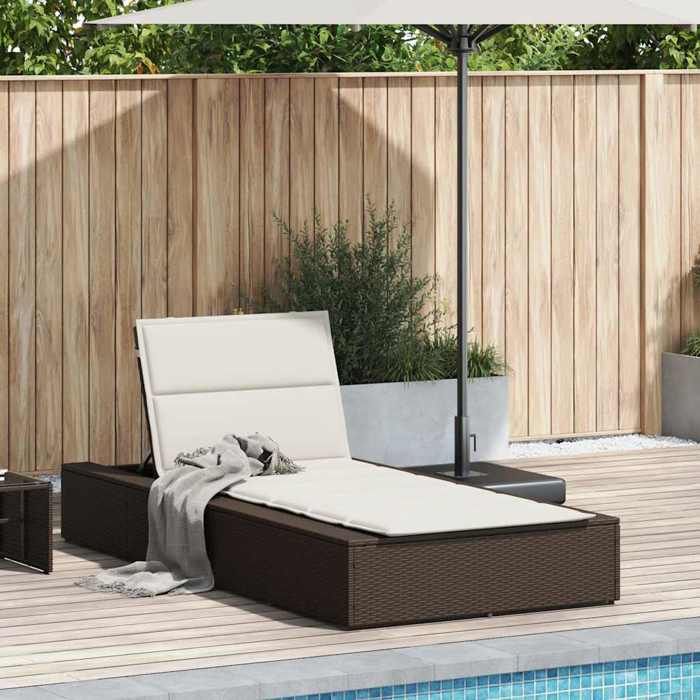 Transat terrasse Bain de Soleil Pour Vacances avec coussin flottant résine tressée Hauteur: 27.5476779 cm - vue 3