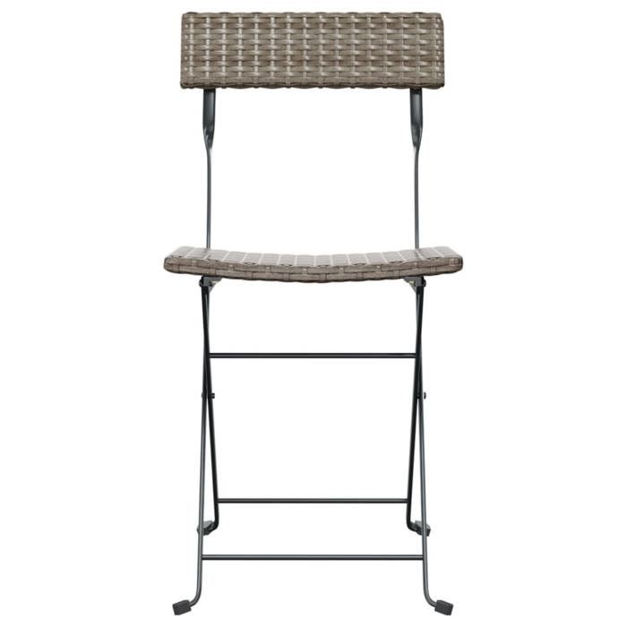 Chaises de bistrot pliantes - WIENS - Lot de 2 - Gris - Résine tressée - Acier enduit de poudre - 40x45x79 cm - Pliantes
