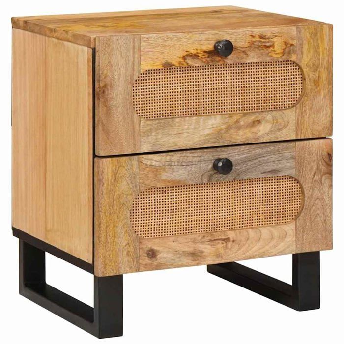 Table de chevet en bois de mangue - vidaXL - Naturel - 40x335x46 cm - 2 tiroirs - Grand espace de stockage Table de chevet en bois de mangue - vidaXL - Naturel - 40x335x46 cm - 2 tiroirs - Grand espace de stockage