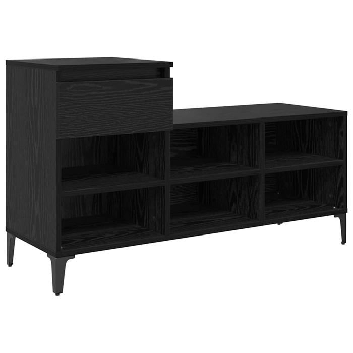 Meuble à chaussures industriel - vidaXL - Chêne noir - 102x36x60 cm - Bois dingénierie - 6 étagères - Avec tiroir
