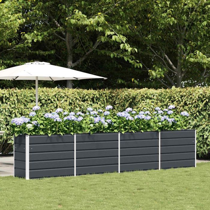 Jardinière - VIDAXL - Rectangulaire - Acier galvanisé - Anthracite - 385 x 50 x 77 cm