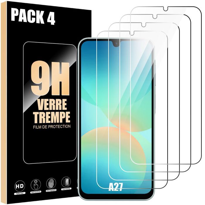 4 Verre Trempé pour Samsung Galaxy A27 5G - Protection décran Anti-Rayures 9H Antichoc