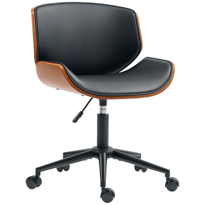 Chaise de bureau - HOMCOM - sans accoudoirs - hauteur réglable et pivotant 360° - PU - 52x54x84cm - noir