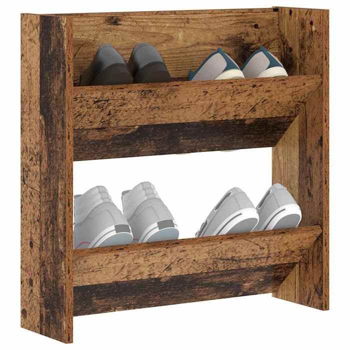 (SOLDES Dété)Cabinet à chaussures - SHIELD - Stockage chaussures - pour lentrée - avec étagère Bois ancien 60x18x60cm 4074186 (SOLDES Dété)Cabinet à chaussures - SHIELD - Stockage chaussures - pour lentrée - avec étagère Bois ancien 60x18x60cm 4074186