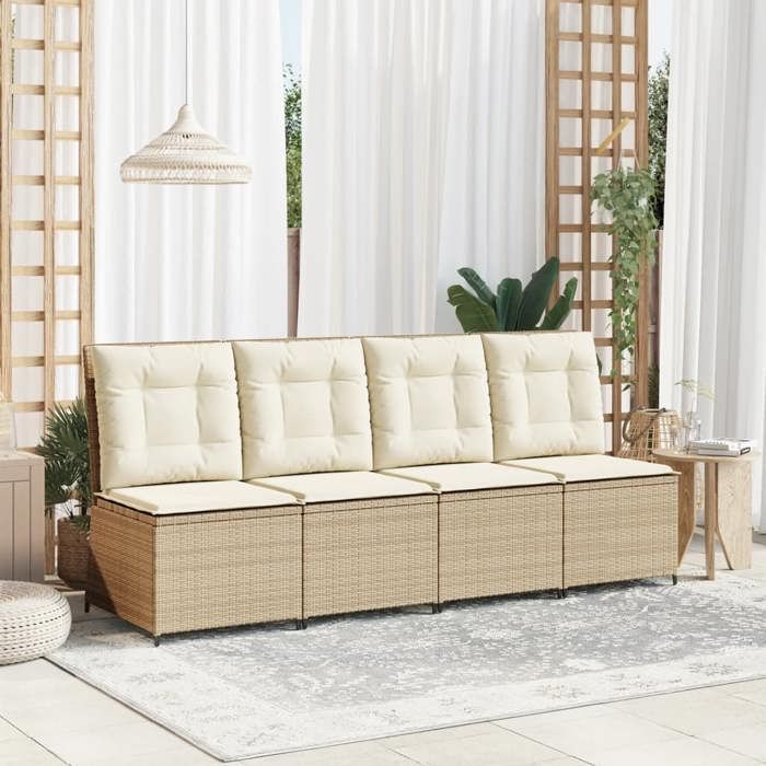 Canapé inclinable de jardin - moderne - MEUBLE JARDIN - avec coussins beige résine tressée CC157