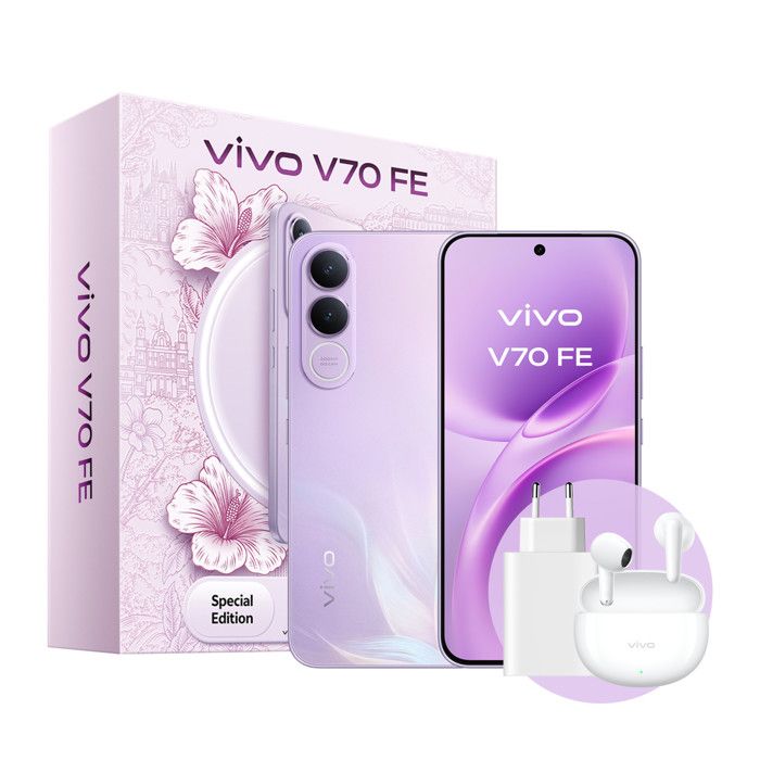 VIVO V70 FE Smartphone 5G 683 AMOLED 8GB RAM 256GB 200MP 7000mAh Android 16 Viola