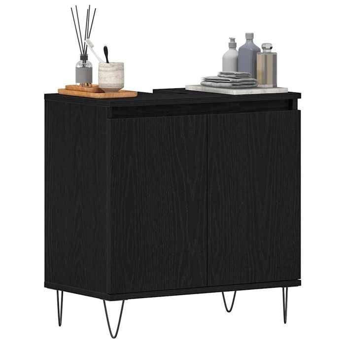 (17975)Moderne Meuble de Lavabo de Salle de Bain Chêne noir 58x33x60 cm poid:12.45 kg