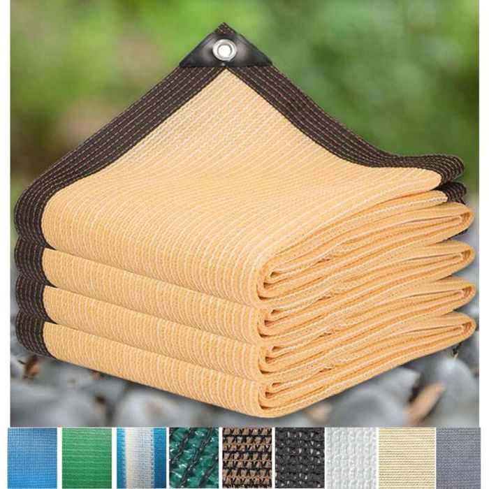Toile ombrage UV 3x6m beige avec oeillets et 12 broches coupe-vent pour terrasse jardin serres
