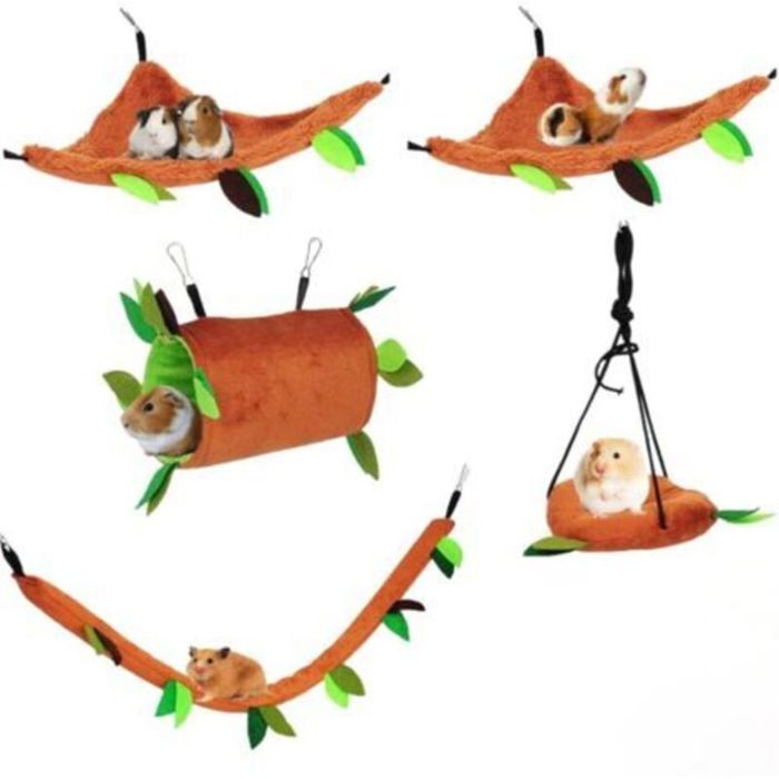 5 pièces Accessoires de Cage de cobaye de Cage de Hamster hamac de Jouets de Cage de Furet hamac de Rat de lit de Hamster Tunnel