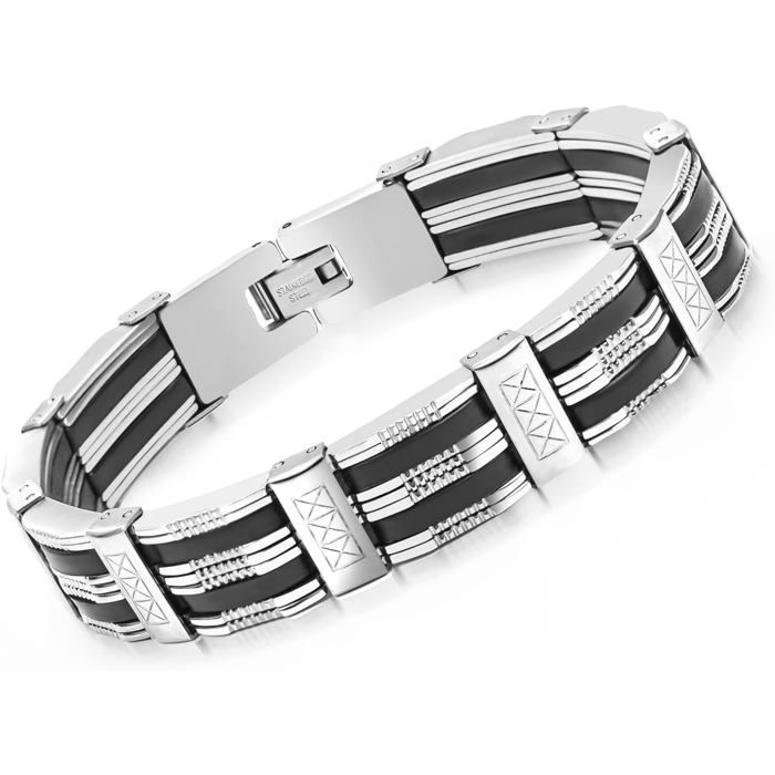 Bracelet Homme Argent Bracelet Ado Garcon Pour Hommes Garçons Acier Inoxydable Gourmette Homme 8.3 In/21Cm Bijoux Homme Cade[PP3]