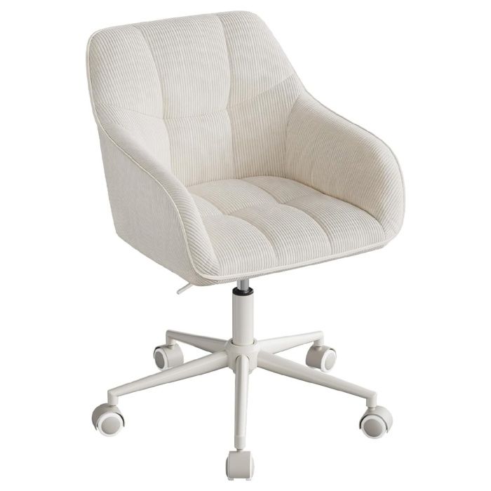 WOLTU Chaise de Coiffeuse & Bureau Pivotante Rembourrée - Réglable Ergonomique pour studio chambre Chenille Blanc WOLTU Chaise de Coiffeuse & Bureau Pivotante Rembourrée - Réglable Ergonomique pour studio chambre Chenille Blanc