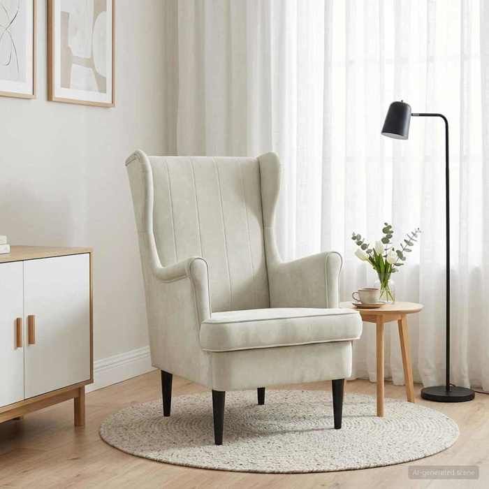 Fauteuil Crème 65 x 79 x 100 cm en velours pour Salon 734607