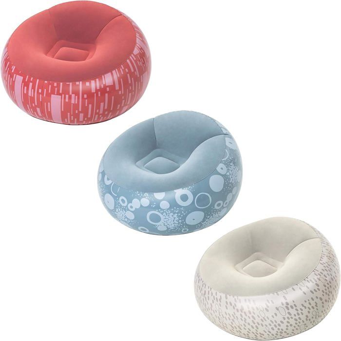 Bestway Fauteuil Gonflable 112 x 112 x 66 cm Surface Floquée Pour Intérieur et Extérieur