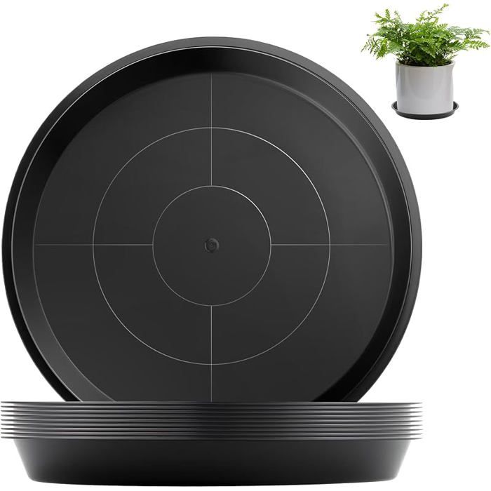 5 Pièces Coupelle Pot de Fleur Soucoupe Sous Pot Fleur 36cm Rond Noir Soucoupes pour Pots de Fleurs Jardiniere Plantes Dintérieur