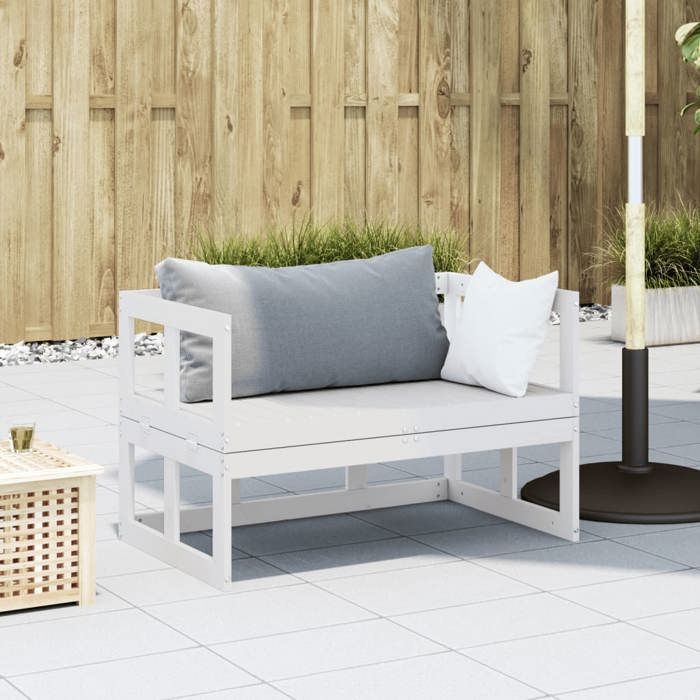 Canapé de jardin 200 5x60x31 5 cm en bois massif blanc - vidaXL - Sans coussin - Charge maximale 80 kg - Avec accoudoirs 589965