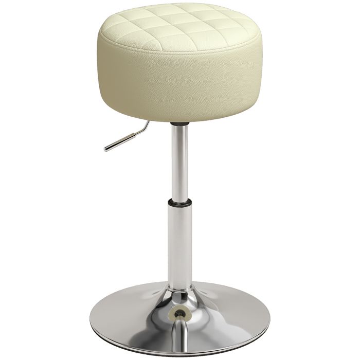 Tabouret de Bar en Cuir PU Hauteur Réglable 51-66 cm Assise Épaisse et Moelleuse Rotation 360° Blanc pour Îlot de Cuisine