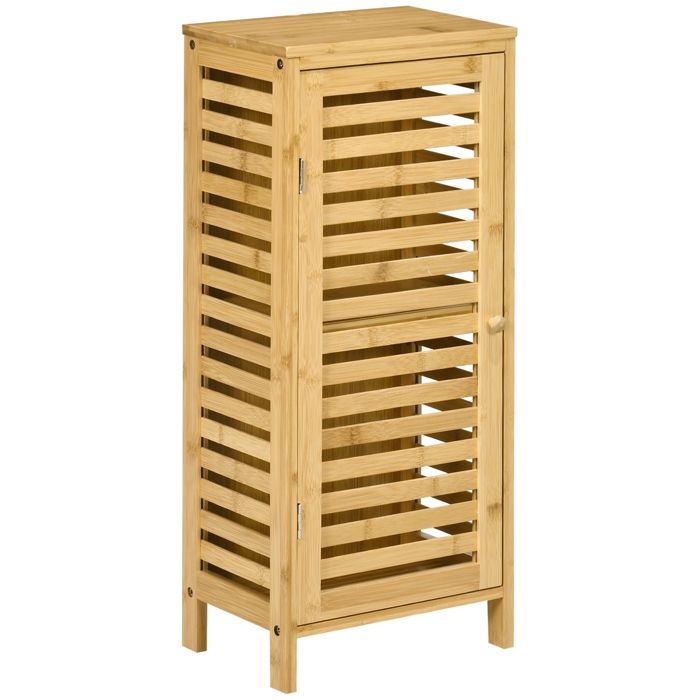 Armoire de salle de bain en bambou 1 étagère réglable design naturel 30 x 19 9 x 70 cm naturel