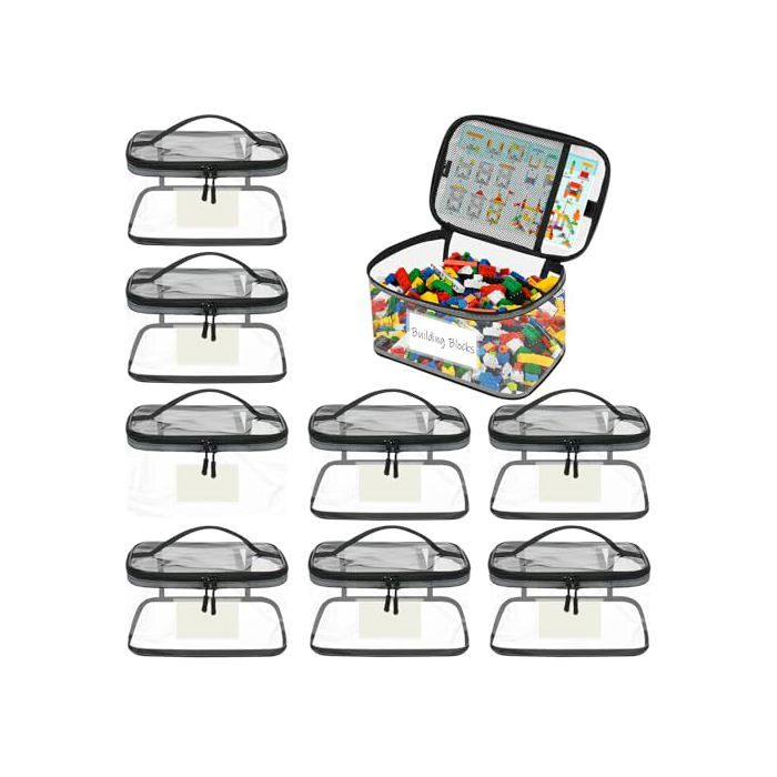Lot de 8 boîtes de rangement Jouet Sacs à Jouets pour Enfants pour jouets - Transparent - Fermeture éclair