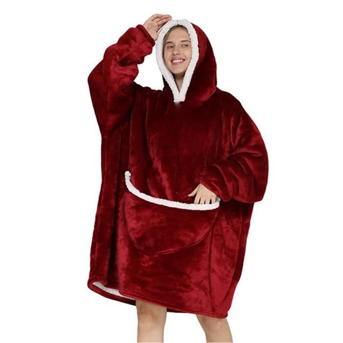 Couverture à Capuche Extra Longue Flanelle Pour Homme Et Femme - Chaud Confortable Avec Manches Et Grande Poche