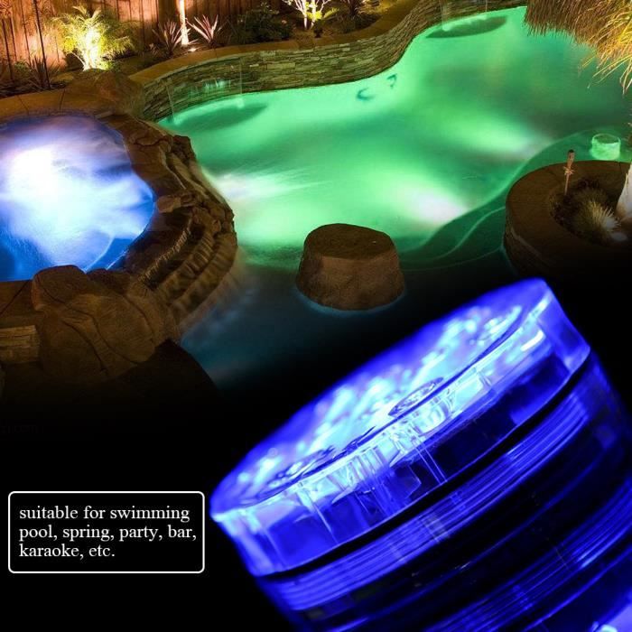 2 pcs Lampe étanche à LED multifonctionnel de piscine sous-marine avec télécommande pour piscine/fête/bar/karaoké---RAC