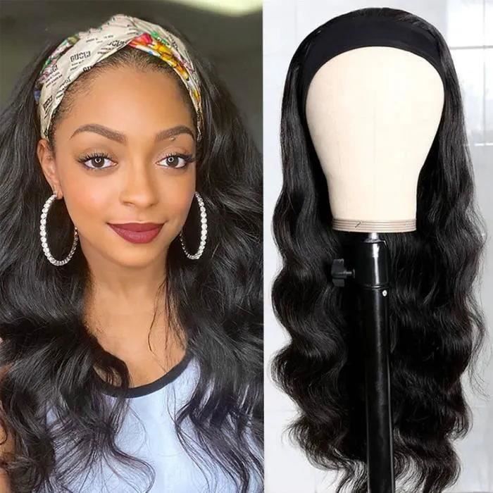 22  Cheveux Naturel Perruque Femme Avec Bandeau Cheveux Humain