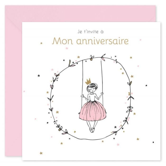 Popcarte 16 Cartes D Invitation Anniversaire Fille Avec 16 Enveloppes Princesse Rose Achat Vente Faire Part Invitation Popcarte 16 Cartes D Invi Cdiscount