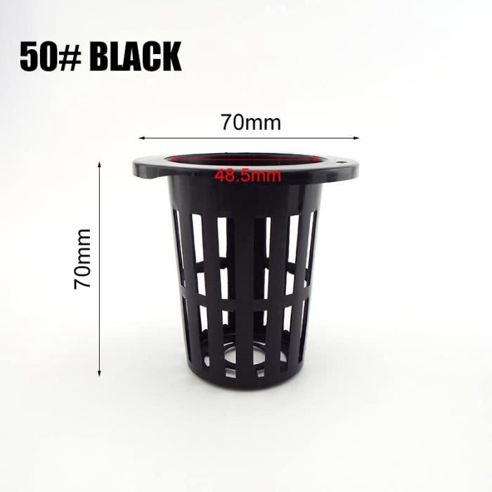 50 Paniers Hydroponiques En Filet 7x7 Cm - Pots Plastique Pour Culture Légumes, Orchidées, Plantes Aquatiques - CIYODO Noir