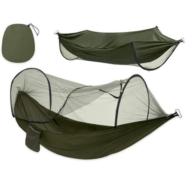 Hamac Camping Avec Moustiquaire Intégrée, Grand Format 11.2x4.6ft, Noir