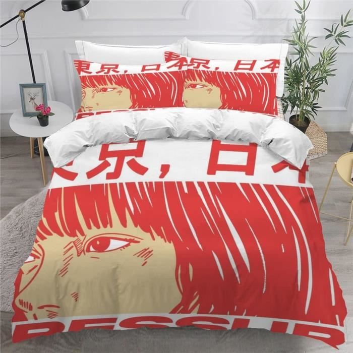 Housse De Couette 240x260 Cm Fleurs De Cerisier - Microfibre Douce Et Respirante - Parure 3 Pièces Avec 2 Taies D'Oreiller - Pour Lit Adulte 2 Personnes