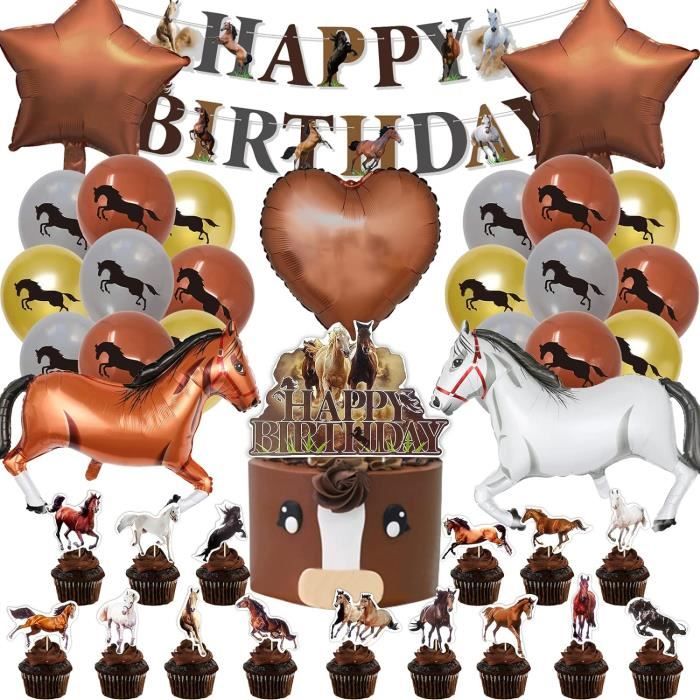 Décorations de fête d'anniversaire, cheval, course de chevaux, bannière en  fer à cheval, ballons, gâteaux pour garçons, fournitures de fête pour  adultes - AliExpress